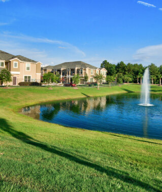 Park at Magnolia grass area with fountain